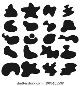 Blob shapes vector set. Random blotch, inkblot, stone silhouette, Ink stain. Organic abstract simple fluid splodge elemets.  isolated on white background. vector illustration