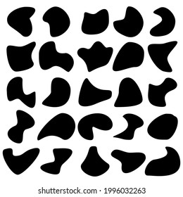 Blob shapes vector set. Random blotch, inkblot, stone silhouette, Ink stain. Organic abstract simple fluid splodge elemets.  isolated on white background. vector illustration