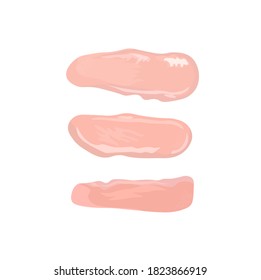 BLOB, spot Vector stock illustration template in pink. Texture of pastel lipstick skin color.Abstract art background with watercolor stain elements vector.  Beauty make up cosmetics texture swatch