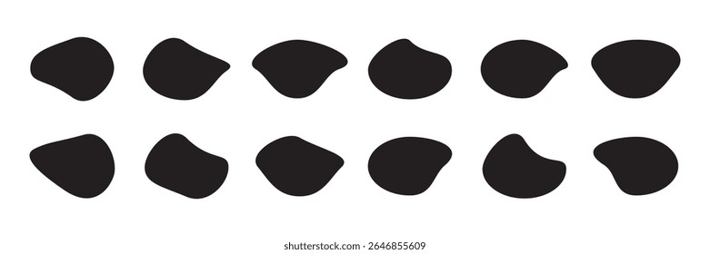 Blob vector set. Abstract watery form black blob symbol set isolated on white background. Modern geometric vector graphic design. Simple silhouette flat icon. Vector illustration.