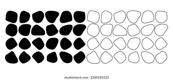 Blob vector set. Blob vector set fill and stroke symbol isolated on white background. Simple black silhouette flat icon. Modern geometric vector graphic design. Vector illustration.