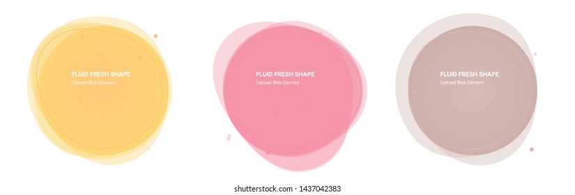 Blob Vector Shape Abstract Background Design Element for Banner, Sticker. Round Design Graphic Elements with Wavy Fresh Organic Circular Shape in Goldenrod, Mauvelous, Clam Shell Colors