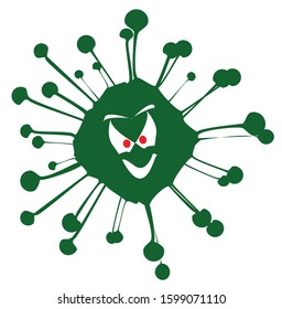 A blob viral infection with an evil grinning face isolated over a white background