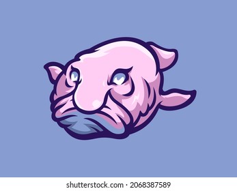 Blobfish character or mascot logo