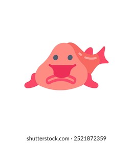 Ícones planos Blobfish, ilustração de vetor