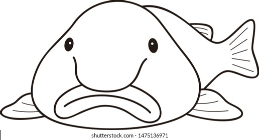 Blobfish New Year's Deer Deep Sea Fish Character Vector Illustration