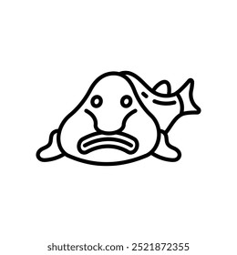 Ícone de Contorno do Blobfish, ilustração Vetor