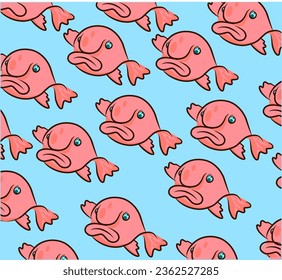 Blobfish seamless pattern for children's t-shirts