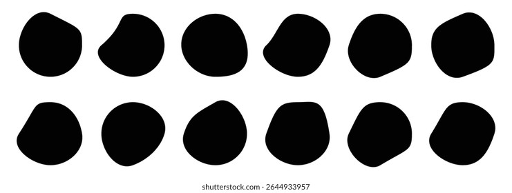 Blobs icon. black rock icons. Drops or stone silhouettes. Vector set of black blobs . Random blob circles silhouette icon