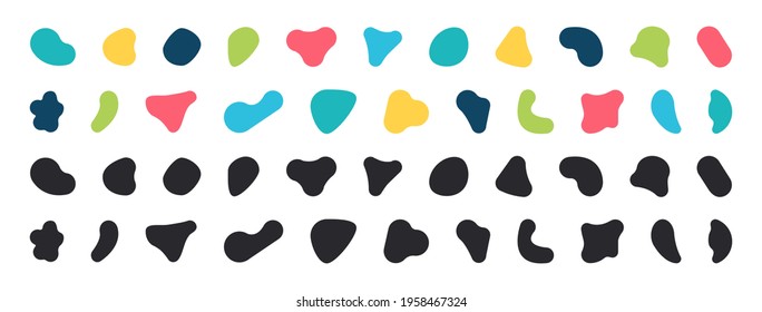 Blobs icon. Rock black icons. Drops or stone silhouettes. Vector set of black and colorful blobs and rock.