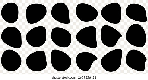 Ícone Blobs. Ícones pretos. Gotas ou silhuetas de pedra. Conjunto vetorial de bolhas pretas . Coleção de formas de blob orgânico. Conjunto de formas arredondadas de forma orgânica. Blob orgânico líquido. eps 10