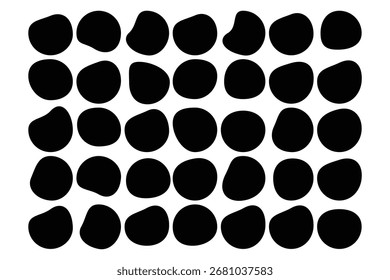 Blobs icon. Rock black icons. Different drops in modern style. Drops or stone silhouettes. Modern blob shape design elements isolated on white background. Vector illustration