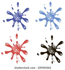 blobs in red black and blue inks