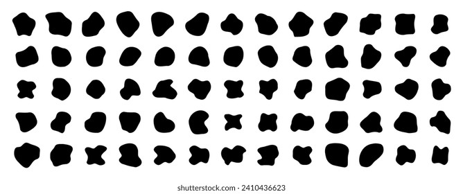 Blobs set icon. Random black cube drops simple shapes. Vector illustration