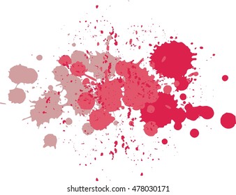 Blobs and splashes of paint Color pink paint splashes background Vector illustration  Pink blobs rose-colored blot Pink smear, roseate dab Pink blotch  pinkish blur Holidays Holi or Mardi Gras 