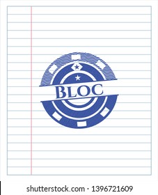 Bloc draw with pen effect. Blue ink. Vector Illustration. Detailed.