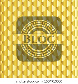 Bloc golden badge. Scales pattern. Vector Illustration. Detailed.