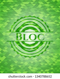 Bloc green emblem with mosaic background