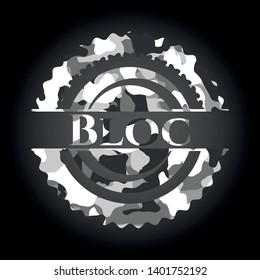 Bloc grey camouflaged emblem. Vector Illustration.