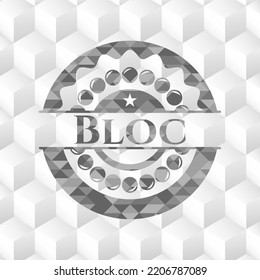 Emblema gris de bloque. Retro con fondo blanco cubo geométrico. 