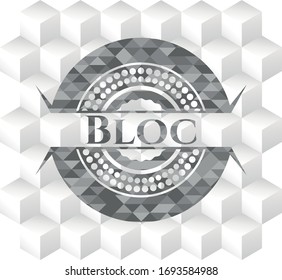 emblema gris de bloque. Vintage con fondo blanco de cubo geométrico