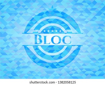 Bloc light blue emblem with mosaic background