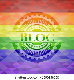 Bloc on mosaic background with the colors of the LGBT flag