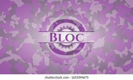 emblema de camo rosa bloque. Ilustración vectorial. Detallado.