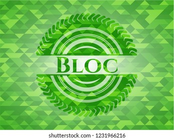 Bloc realistic green emblem. Mosaic background