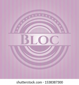 Bloc realistic pink emblem. Vector Illustration. Detailed.