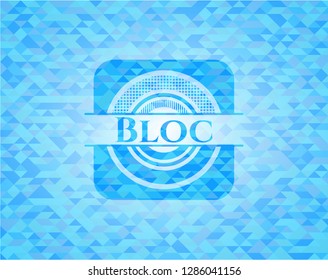 Bloc sky blue emblem with triangle mosaic background