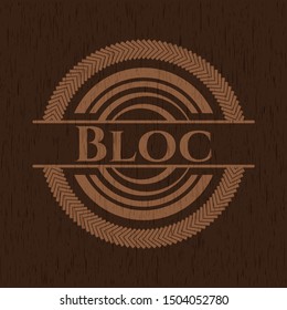 Bloc vintage wooden emblem. Vector Illustration.