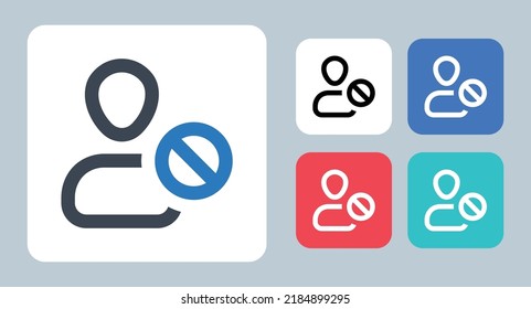 Block Account Icon - Vector Illustration . Block, Account, User, Profile, Cancel, Avatar, Friend, Forbidden, Person, Line, Outline, Flat, Icons .