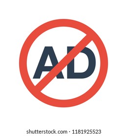 Block AD flat icon. You can be used block AD icon for several purposes like: websites, UI, UX, print templates, promotional materials, info-graphics, web and mobile phone apps.