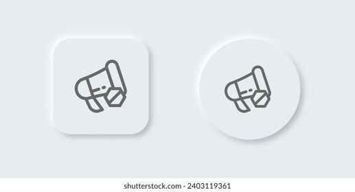 Block ads line icon in neomorphic design style. Advertisement signs vector illustration.
