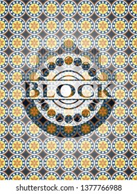 Block arabic emblem. Arabesque decoration.