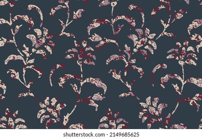 Block and batik print Pattern. Abstract damask red colorful textured pattern.