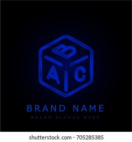 Block blue chromium metallic logo