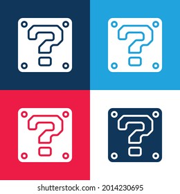 Minimaler Symbolsatz für Blockblau und Rot mit vier Farben