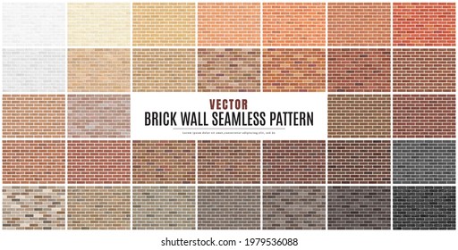 Block brick wall seamless pattern collection set texture background.