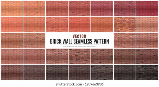 Block brick wall seamless pattern collection set texture background. - Shutterstock ID 1989663986