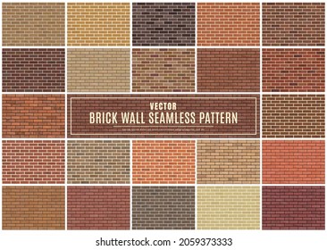 Block brick wall seamless pattern collection set texture background.