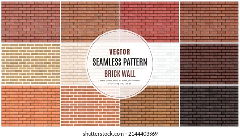 Block brick wall seamless pattern collection set texture background. svg