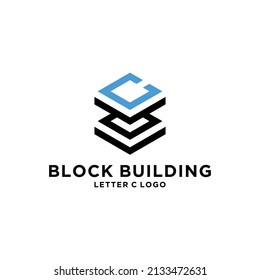 BLOCK BUILDING LETTER C LOGO ABSTRACT AND GEOMETRIC DESIGN COMPANY