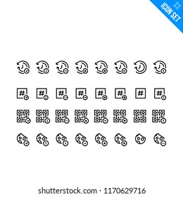 Block Cain Technology Related Icon set. Contains such Icons as History, Hashtag, Blockchain, Cookie. Vector Flat Icon Set in Line Style for Mobile application or Web site
