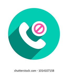 Block Call Icon. Blocked Handle Handset Phone, Private, Restricted Telephone Icon. Vector Illustration