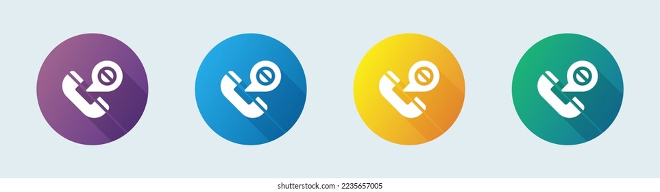 Block call solid icon in flat design style. Telephone signs vector illustration.