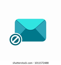Block cancel email spam icon. Vector Flat illustration