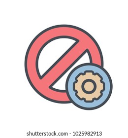Block cancel lock settings stop icon. Vector illustration