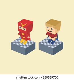 block cartoon isometric character